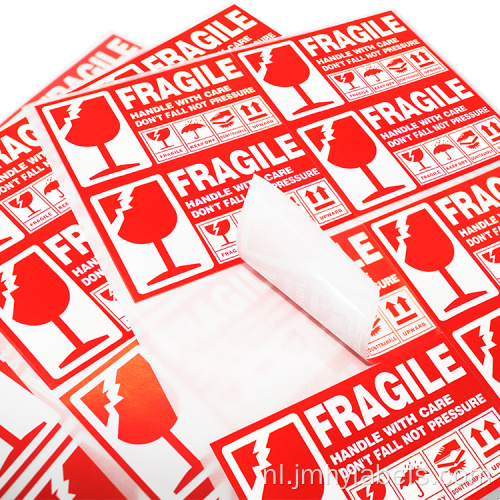 Permanente fragiele zorgwaarschuwing Handlingstickers Labels